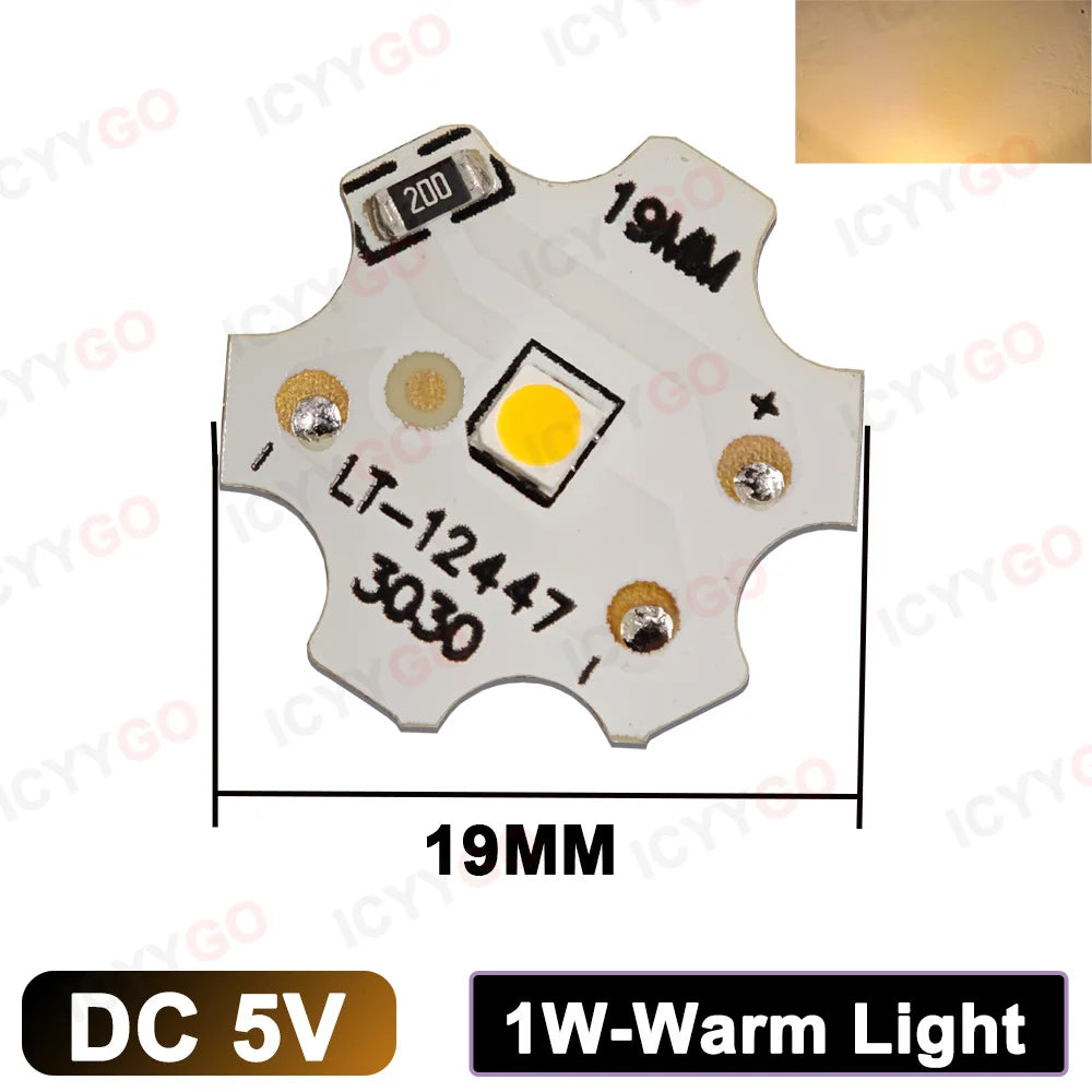 diodes led blanc rouge vert bleu moderne 19mm 1w 5v 300ma 120lm