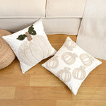 citrouille brodée halloween coussin blanc rustique automne texture épaisse polyester coton décoration sofa chambre