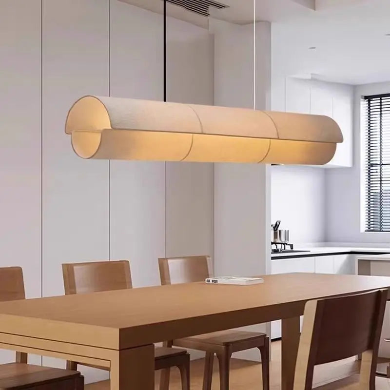 suspension lumineuse tissu blanc led moderne cuisine salon couloir opacité câble noir