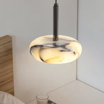 suspension lumineuse moderne pierre marbrée veines argentées semi translucide led 12w chambre salon