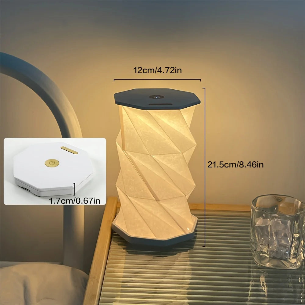 lampe table pliable origami gris beige moderne led rechargeable sans fil