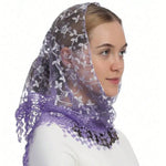 écharpe étoffe polyester motif floral blanc élégant voile tête décontracté