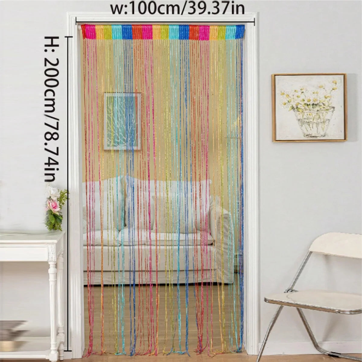 rideau multicolore moderne 2m 1m hiver été fête chambre scintillement opacité