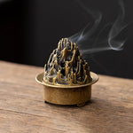censer artisanal bronze ornementé motifs géométriques vintage floral deco maison