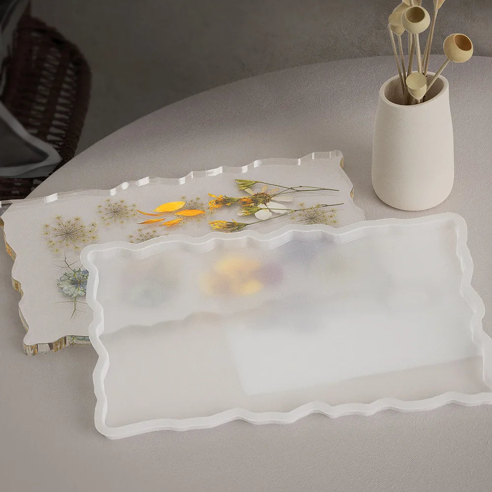 moule silicone plateau décoratif résine époxy marbré translucide création artisanale maison moderne