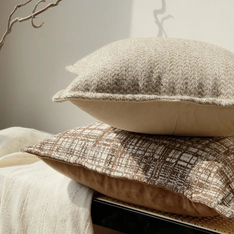 coussins décoratifs géométriques polyester beige marron modernes maison voiture decoration interieur jacquard