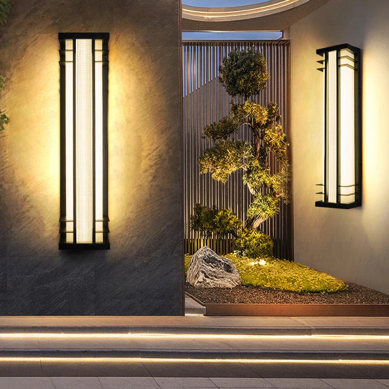 lampe murale moderne led ip65 acier inoxydable noir beige 16x30 16x45 16x60 16x75