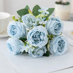 bouquet artificiel soie pivoine rose violet blanc décoration intérieure classique rustique vase transparent