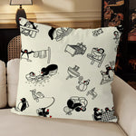 housse coussin carré beige motif pingouin cartoon décoratif salon chambre enfant tissu coton