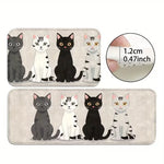 tapis sol moderne chats motifs gris noir blanc antidérapant polyester doux adhésifintérieurextérieur