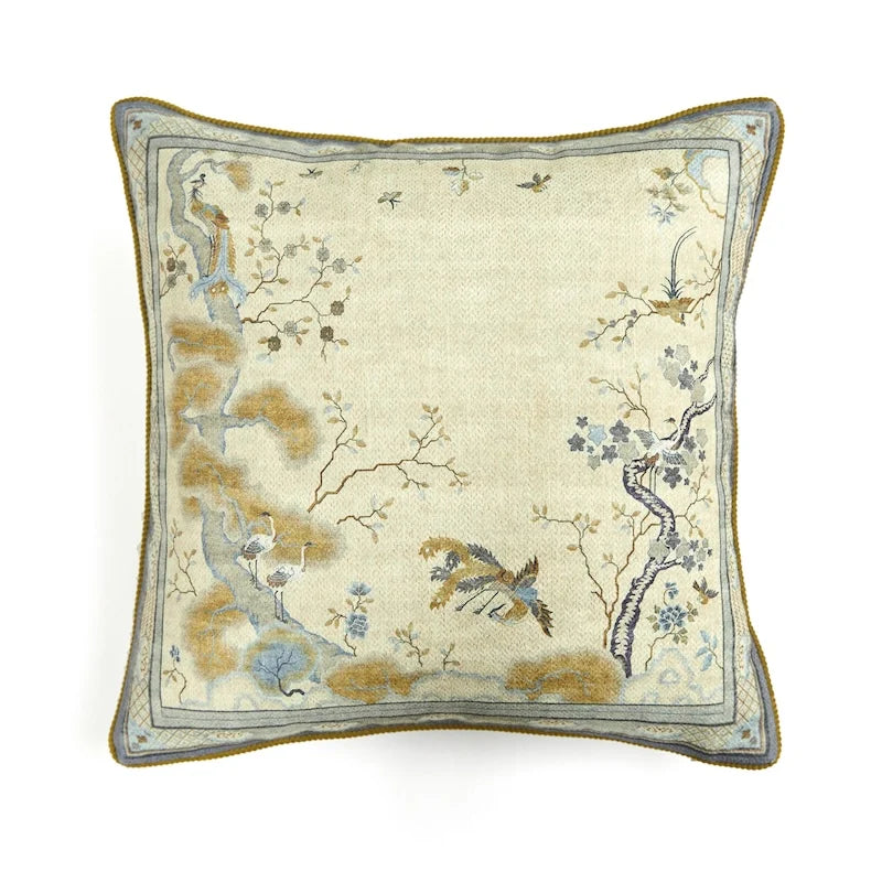 housse coussin motif floral oiseaux traditionnel orange rouge décorative maison canapé chaise voiture adhésif