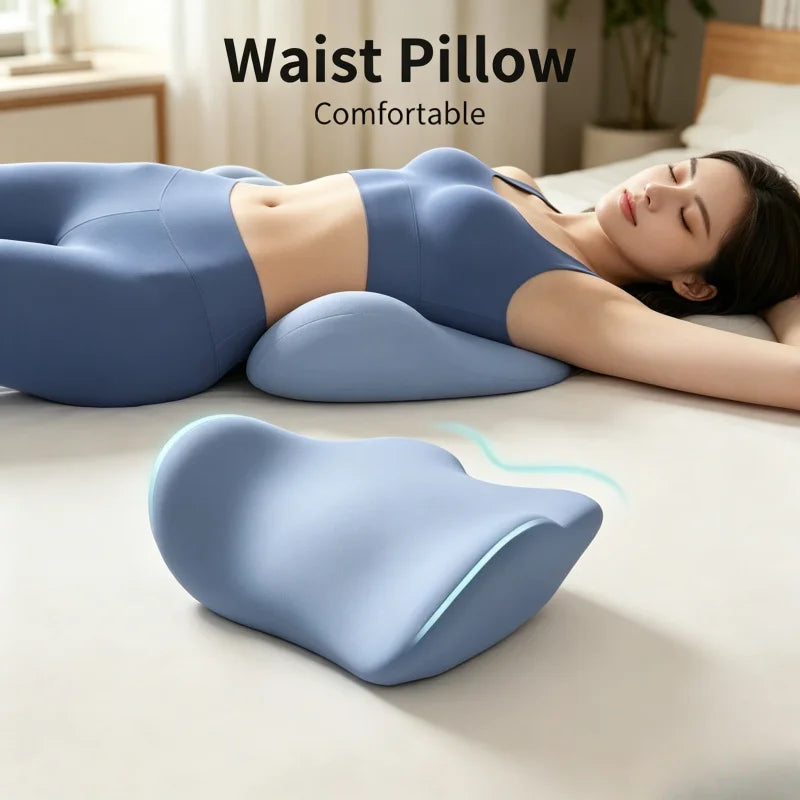 coussin ergonomique dos bleu noir mousse mémoire forme texture douce coton confortable lisse machine