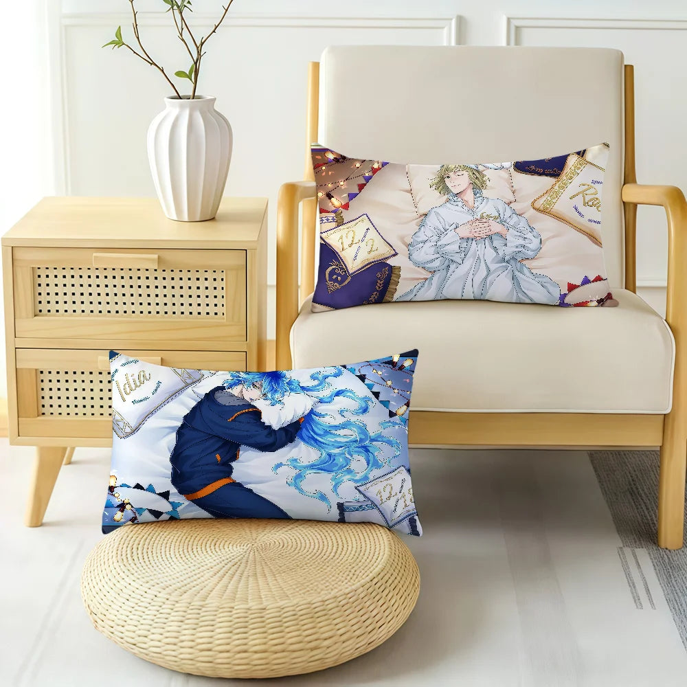 housse coussin imprimé anime personnages bleu blanc moderne double face