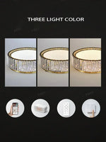 plafonnier moderne doré cristal strass brillant led 4200k 3000k 6000kversible
