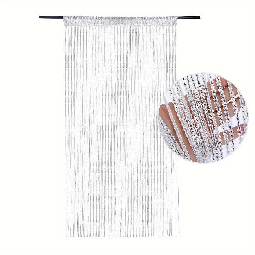 rideau franges semi transparent moderne blanc multicolore porte chambre coucher décoration