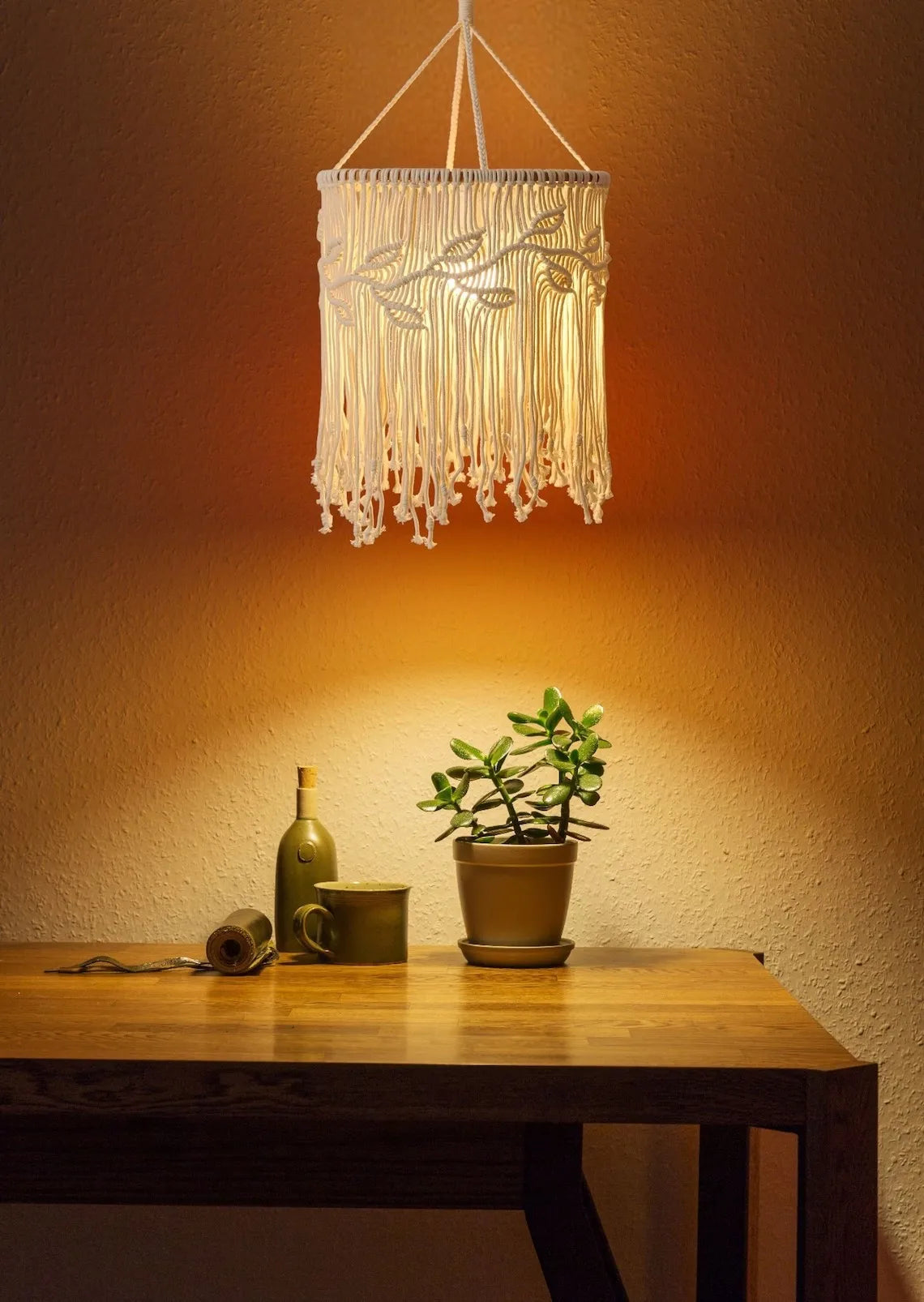 suspension macramé tissé main franges boho chic corde coton beigeclair designintérieur