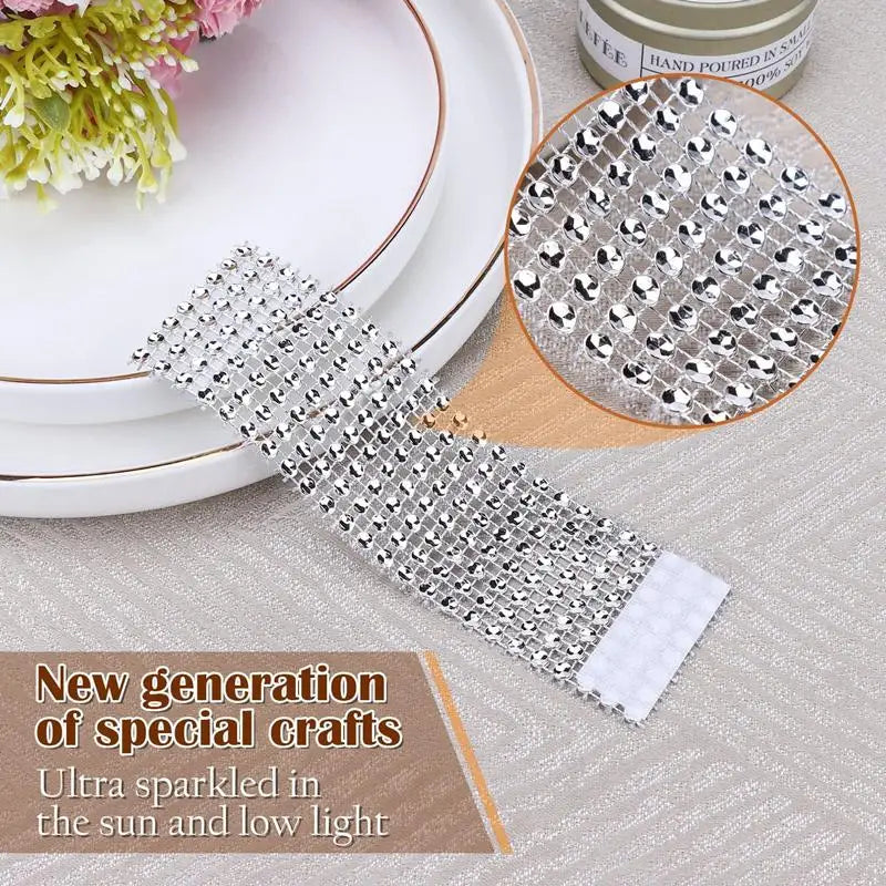 rubans décoratifs strass or argent élégants adhésifs mariage anniversaire fêtes 4cm 13cm pack