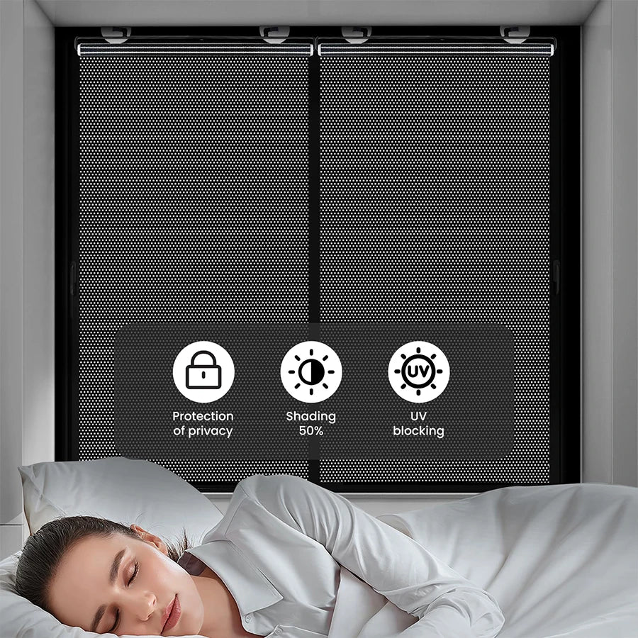 Détail des lattes verticales du store roulant sans perçage