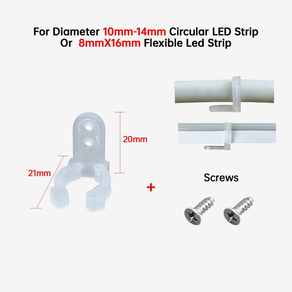 clips fixation ruban led transparent vis pratique basse tension 20mm 10mm 12mm 6mm 8mm