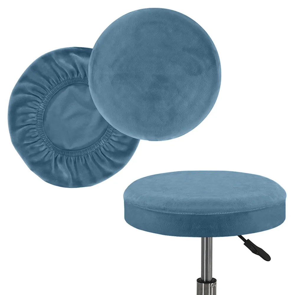 housse coussin tabouret rond velours beige moderne fixation protection siège fauteuil salon