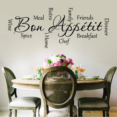 Autocollant mural cuisine Bon Appétit noir