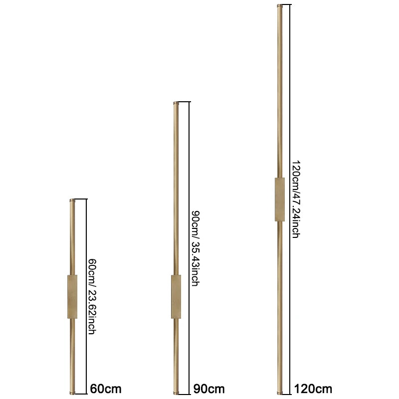 lampe murale dorée moderne 60 90 120 cm vis câble électrique