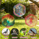 spirales decoratives anti oiseaux multicolore moderne artistique fil suspension jardin decoextérieur reflet