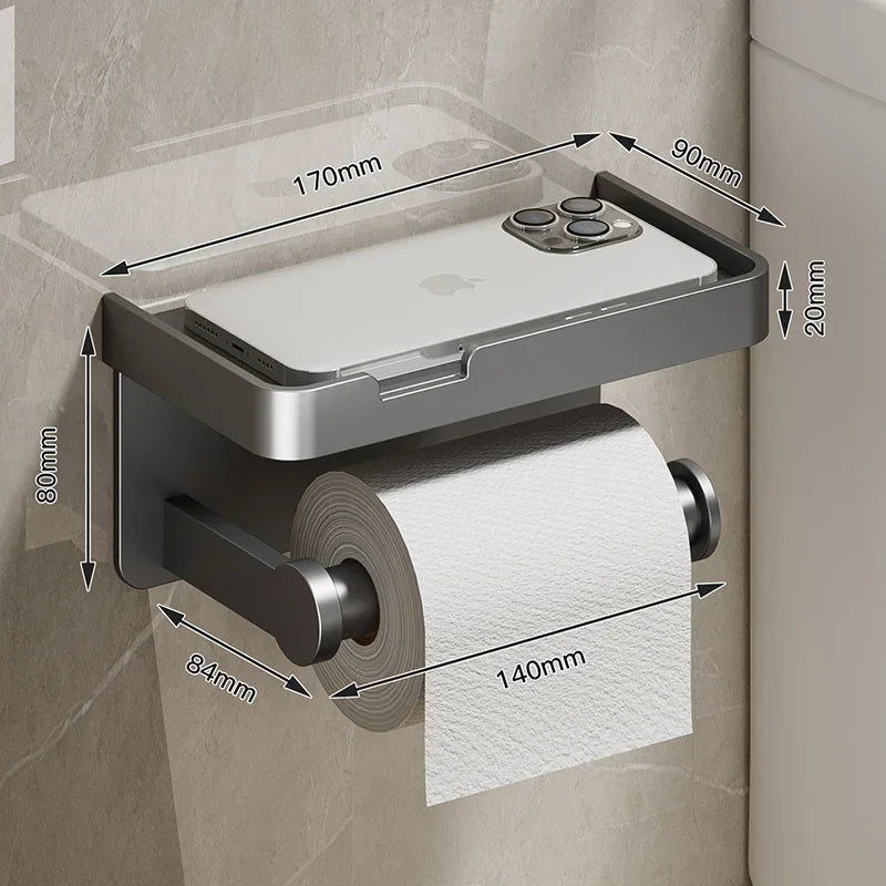 porte serviettes mural moderne adhésif gris métallisé papier toilette étui smartphone produits cosmétiques diffuseur
