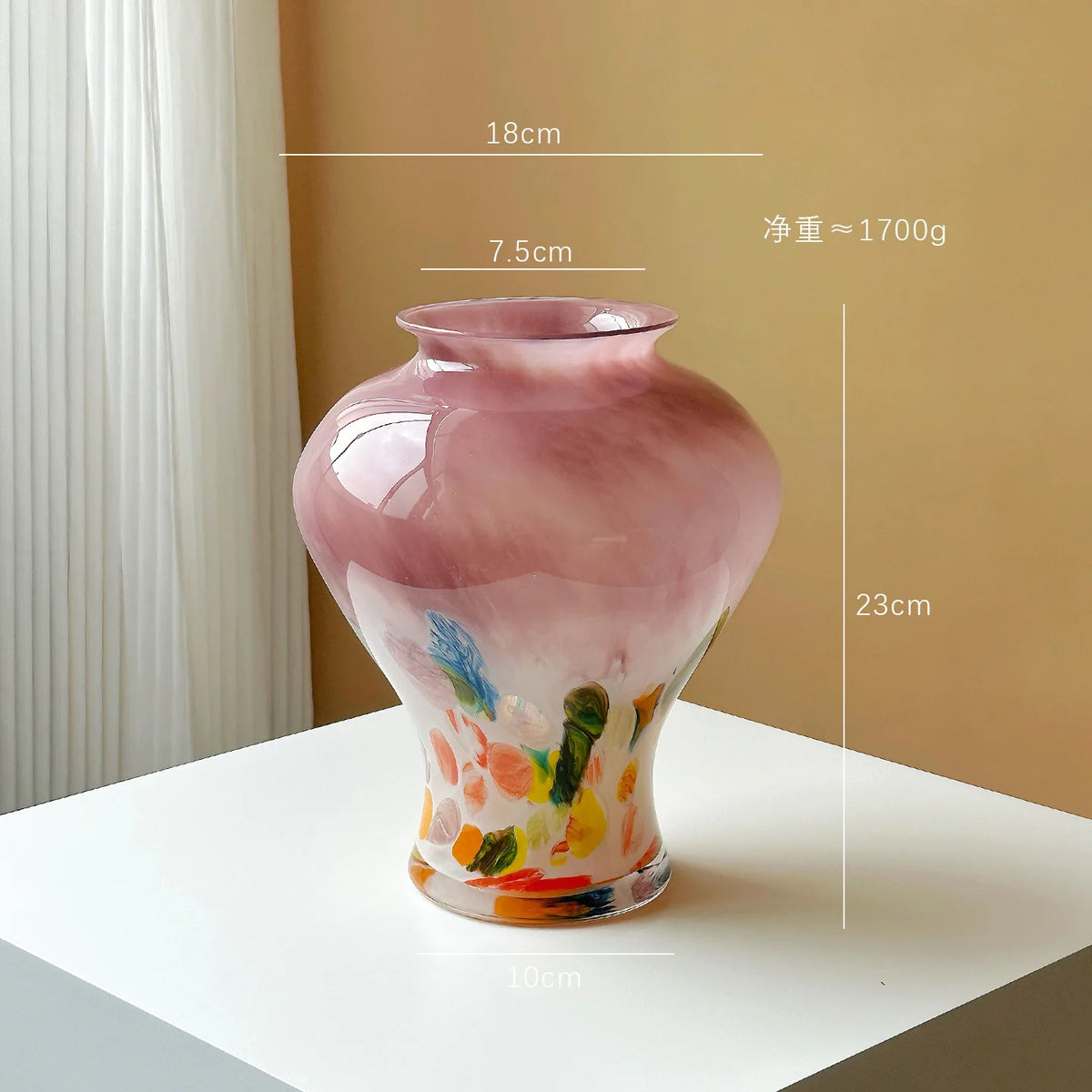 vase moderne transparent dégradé rose abstrait intérieur arrangement floraltouches couleur formes irrégulières