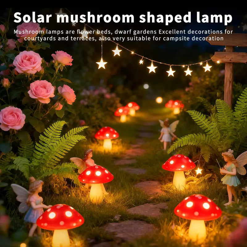 lampe solaire led forme champignon rouge points blancs extérieure jardin patio décoration moderne étanche