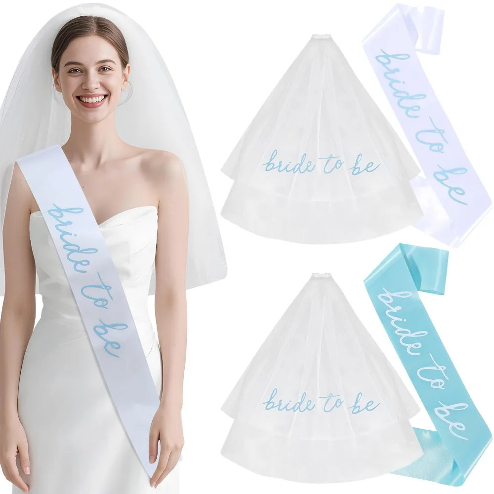voile mariée sash bride to be blanc bleu écriture cursive clips festif classique transparent