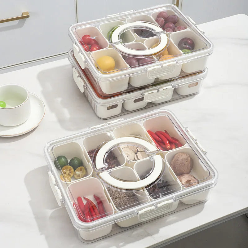 boîtes rangement blanc transparent compartiments multiples modernes poignées cuisine organisation denrées 31cm 24cm 7cm
