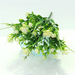 bouquet artificiel moderne fleurs blanches violettes jaunes ornement maison extérieur noël anniversaire mariage