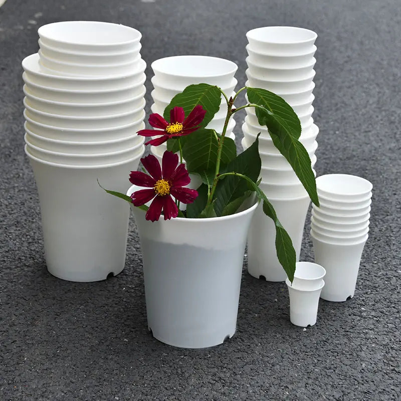 pot fleurs rond moderne fibre végétale blanc noir bac jardin intérieur extérieur décoration maison