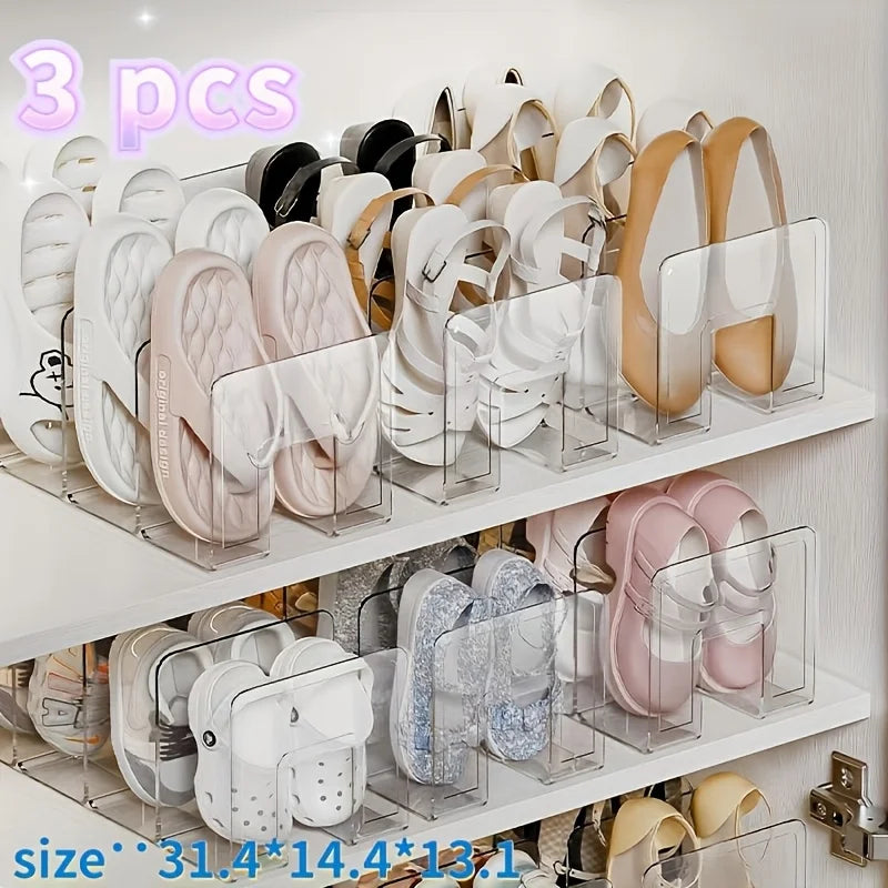 organiseur chaussures transparent moderne réutilisable support mural trois pièces fixations visibles rangement chambre