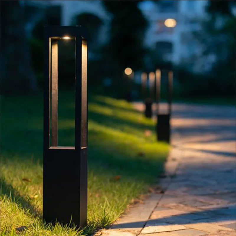 lampe solaire jardin contemporaine 40cm 60cm 80cm led noire transparente minimaliste