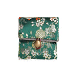 porte bijoux réutilisable tissu polyester fleurs motif floral bouton doré violet noir rouge vert