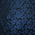 tissu polyester jacinthe fleuri brillant résistant intempéries largeur 155cm couleurs bleu noir