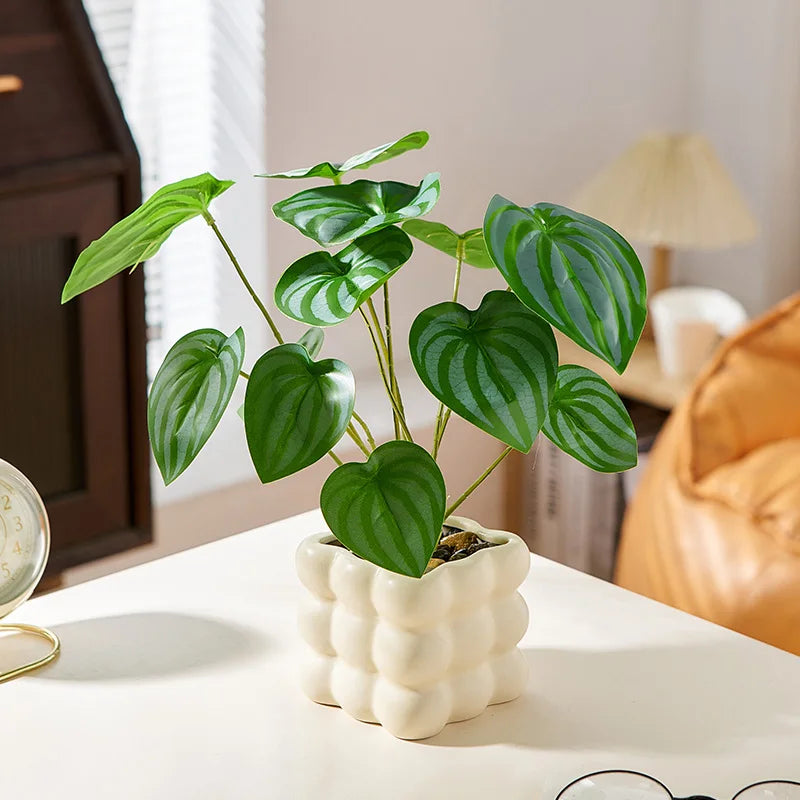 pots fleurs céramique porcelaine moderne plante verte décoration intérieure blanc relief bulles