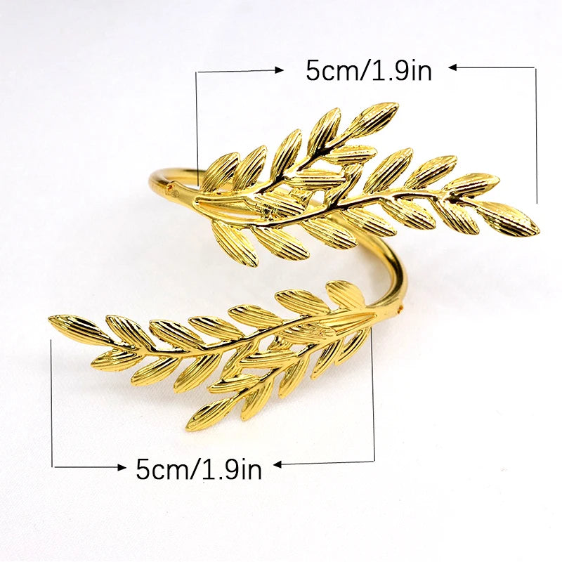 boucles serviette or argent feuilles stylisées anneau décoration table classique set festifs
