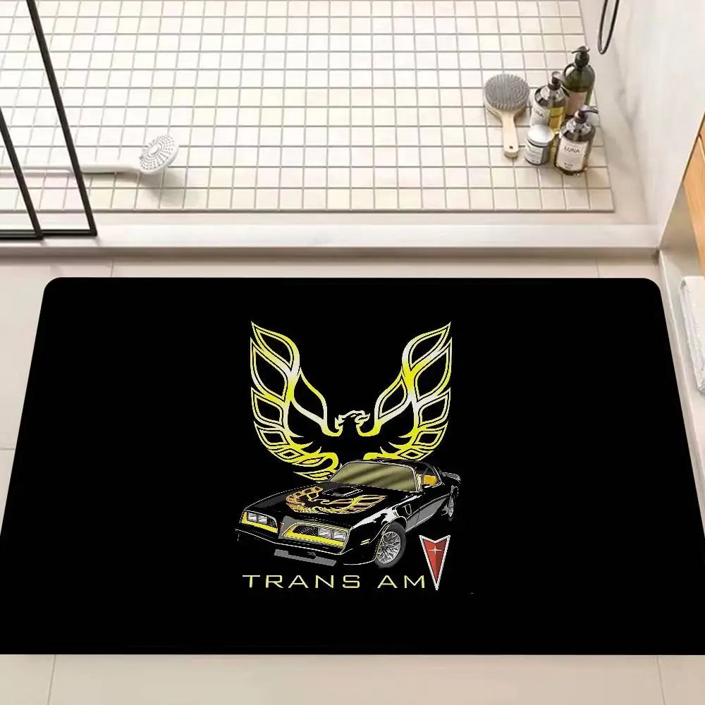 tapis moderne noir phoenix antidérapant graphique passepartout salon chambre 60x90cm