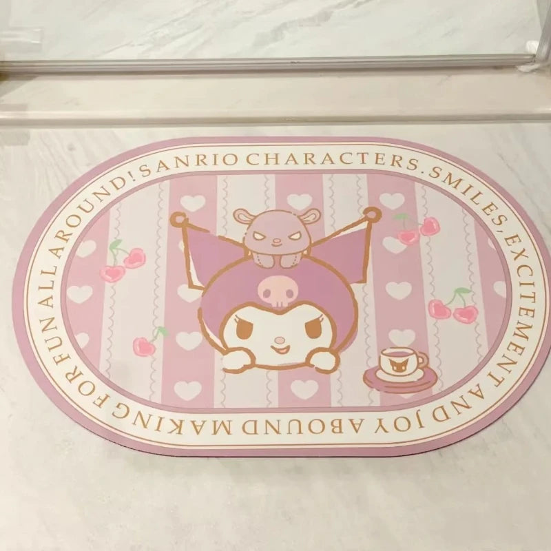 tapis sol salle bain dessin animé sanrio rose blanc imperméable antidérapant rapide