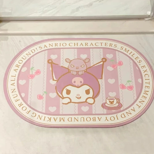 tapis sol salle bain dessin animé sanrio rose blanc imperméable antidérapant rapide