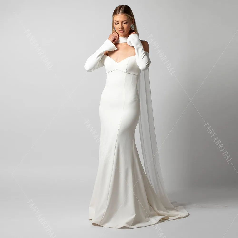 écharpe mariée voile blanc longue robe mariée élégante bohème