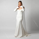 écharpe mariée voile blanc longue robe mariée élégante bohème