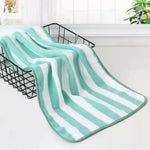 serviettes toilette rapide absorbantes microfibre coton polyester rose clair rayures noires classique