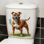 sticker adhésif mur illustration chien moderne noir blanc gris vert bleu pvc amovible réutilisable