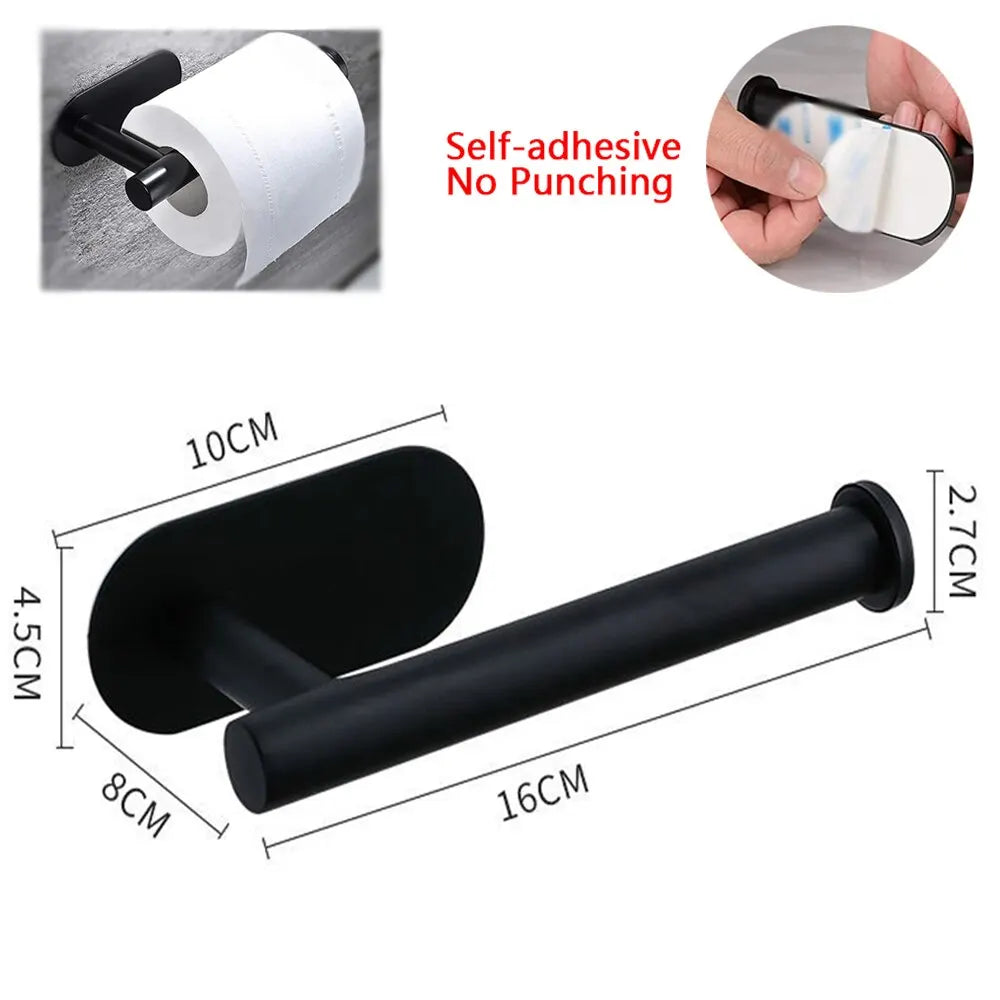 porte serviettes adhésif acier inoxydable moderne noir lisse papier toilette cuisine