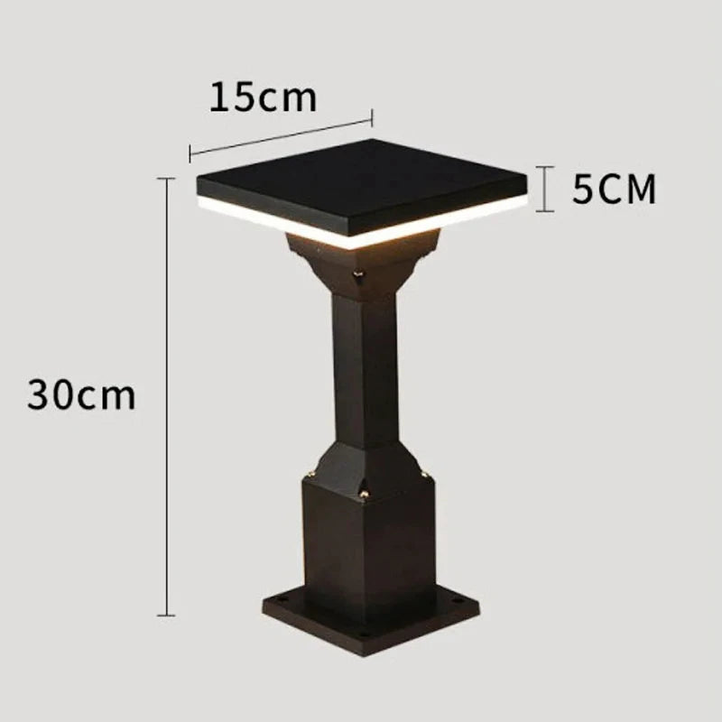 lampe led imperméable moderne noire base carrée extérieure jardin