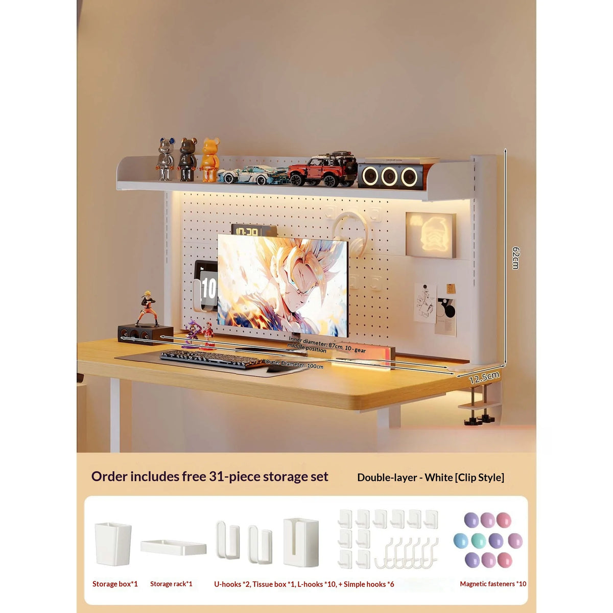 rangements mural noir blanc perforé moderne boîte rangement hooks aimants fixations murales